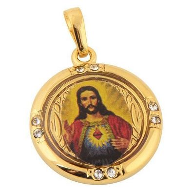 Jesus Anhänger für Kette oder Schlüsselbund 18K Gold verg. Geschenk Taufe