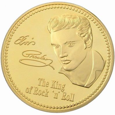Elvis Presley Medaille mit 999 Gold vergoldet in Kapsel