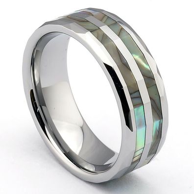 Wolfram Tungsten Ring Partnerringe Abalone Muschel Perlmutt Einlage Inlay NEU