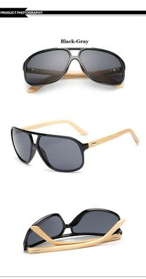 Sonnenbrille Brille Unisex Bügel aus Holz große Linse Rund Nerd Style Bambus S2
