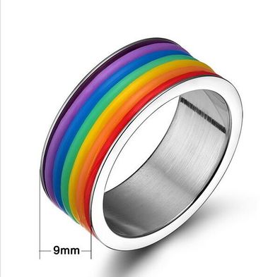 Unisex Regenbogen Rainbow Bunter Ring Gummi Rubber Pride Streifen Band Neu