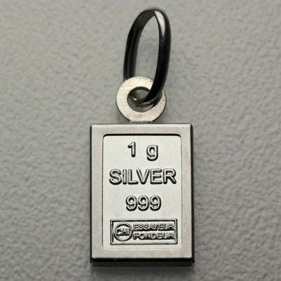 Silberbarren Anhänger 1 Gramm 999 mit 925er Silber Fassung (ohne Kette) Geschenk