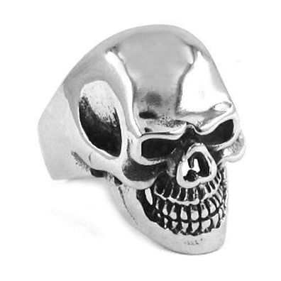 Totenkopf Skull Biker Rock n Roll Ring Silber Edelstahl Groß & Massiv
