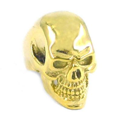 Großer & Massiver Totenkopf Skull Biker Rock n Roll Ring Gold farben Edelstahl