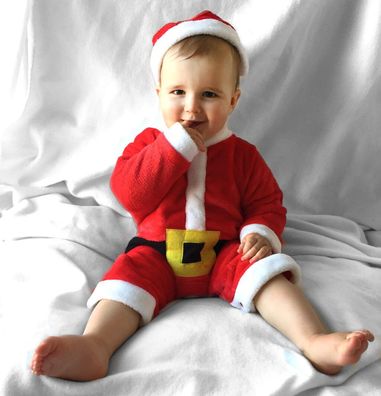 Baby Kinder Weihnachtsmann Nikolaus Strampler Kostüm Geschenk Geburt Weihnachten