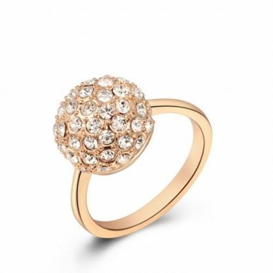 Designer Rose Ring 18K vergoldet mit vielen Strass Steinen Sehr Edel NEU