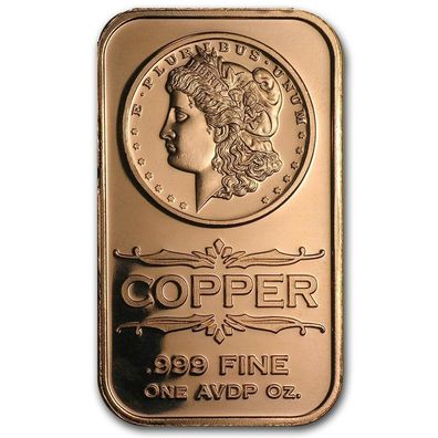 USA Morgan Dollar Design 1 oz 999 Kupferbarren Feinkupfer