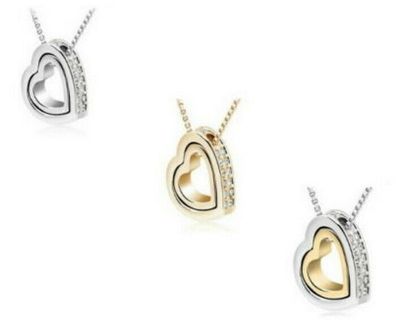 Halskette Kette mit Herz Anhänger Strass Liebe Love Valentinstag Geschenk