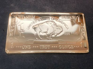 American Buffalo 1 oz 999 Titan Titanium Titanbarren mit Gold veredelt