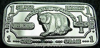 USA 1 Gramm 999 Silber Silberbarren Silver Silverbar Wildlife Bär Bear