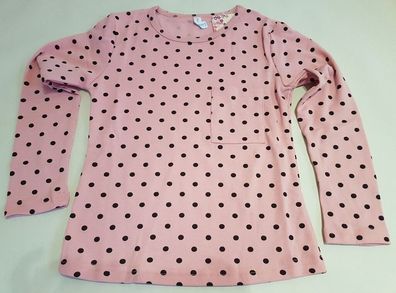 Shirt Oberteil Pullover für Mädchen rosa mit schwarzen Punkten Gr. 134 / 140 NEU
