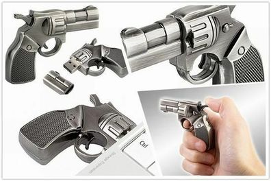USB Revolver Stick 4 GB Massive Stahl Ausführung Gun Speicherkapazität PC