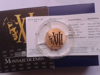 50 euro 2011 PP Frankreich XIII. Jahrhundert Helden 8,5g 920er Gold 1/4 Unze Feingold