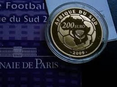 Original 200 euro 2009 PP 1 Unze 31,1g 999er Gold FIFA WM 2010 Südafrika - Rarität