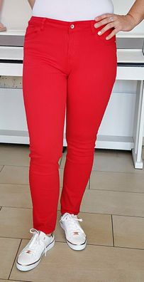 Karostar Jeans Hose Five Pocket schmales Bein Stretch Reißverschluss Rot 38-48