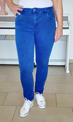 Karostar Jeans Hose Five Pocket schmales Bein Stretch Reißverschluss Royalblau 38-48