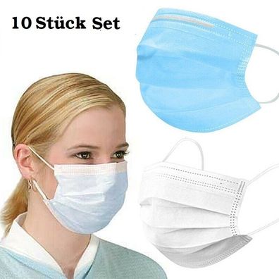 Mund Nasen Maske Masken Einweg 10x Mundbedeckung Alltagsmaske Gesichtsmaske 10 ...