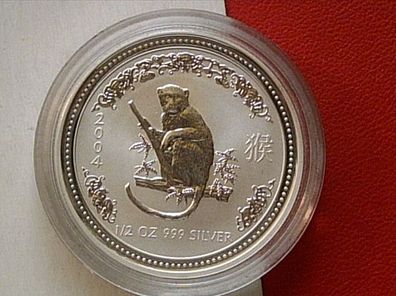 50 cents 1/2$ 2004 Australien Lunar Affe in Original Etui mit Umverpackung Perth mint