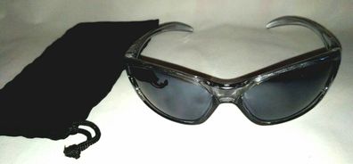 Herren Frauen Sonnenbrille transparent Graue Rahmen Schwarze Linse Schutzhülle