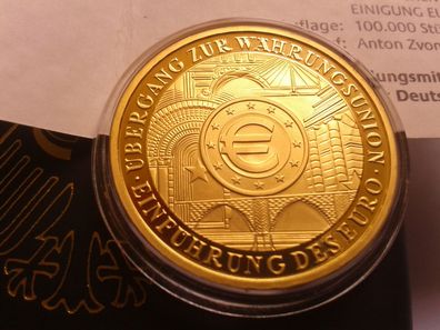 200 euro 2002 A Deutschland BRD Einführung des Euro Währungsunion 1 Unze 9999er Gold