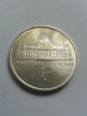 5 Mark 1971 G Deutschland Silber Reichsgründung Reichstag stempelglanz