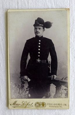 Portrait Foto Soldat Sachsen Freiberg Jäger Tschako WK 1
