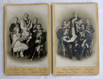2 Portrait Fotos Kaiserin Auguste Victoria Kaiser Wilhelm II. und Kinder Familie