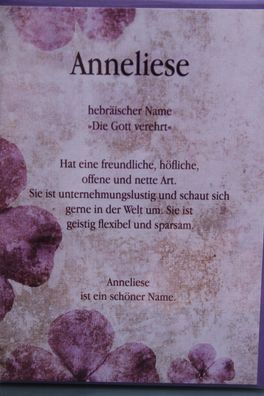 Anneliese, Namenskarte Anneliese, Geburtstagskarte Anneliese, Karte Anneliese