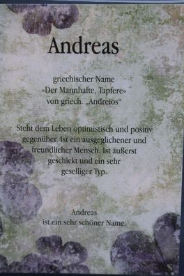 Andreas, Namenskarte Andreas, Geburtstagskarte Andreas, Karte Andreas