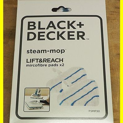 Black & Decker FSMP30 steam-mop Lift&Reach microfibre pads x2 - Neu