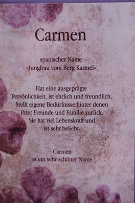 Carmen, Namenskarte Carmen, Geburtstagskarte Carmen, Karte Carmen