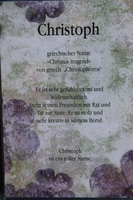 Christoph, Namenskarte Christoph, Geburtstagskarte Christoph, Karte Christoph