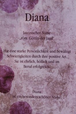 Diana, Namenskarte Diana, Geburtstagskarte Diana, Karte Diana