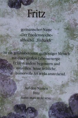 Fritz, Namenskarte Fritz, Geburtstagskarte Fritz, Karte Fritz