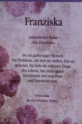 Franziska, Namenskarte Franziska, Geburtstagskarte Franziska, Karte Franziska