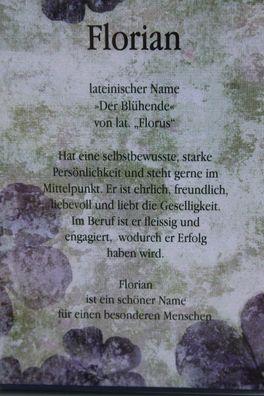 Florian, Namenskarte Florian, Geburtstagskarte Florian, Karte Florian