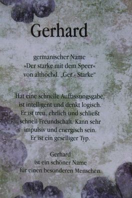 Gerhard, Namenskarte Gerhard, Geburtstagskarte Gerhard, Karte Gerhard