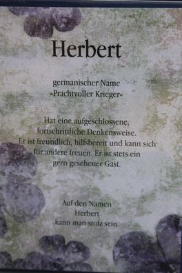Herbert, Namenskarte Herbert, Geburtstagskarte Herbert, Karte Herbert