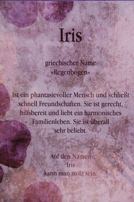 Iris, Namenskarte Iris, Geburtstagskarte Iris, Karte Iris