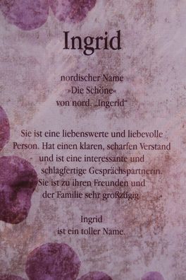 Ingrid, Namenskarte Ingrid, Geburtstagskarte Ingrid, Karte Ingrid