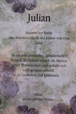Julian, Namenskarte Julian, Geburtstagskarte Julian, Karte Julian