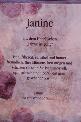 Janine, Namenskarte Janine, Geburtstagskarte Janine, Karte Janine