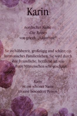 Karin, Namenskarte Karin, Geburtstagskarte Karin, Karte Karin