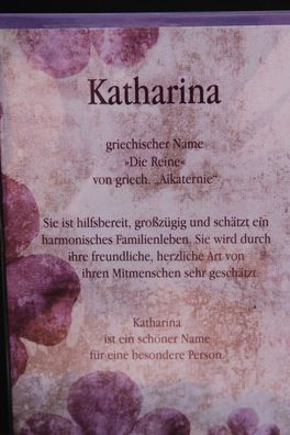 Katharina, Namenskarte Katharina, Geburtstagskarte Katharina, Karte Katharina