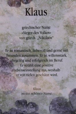 Klaus, Namenskarte Klaus, Geburtstagskarte Klaus, Karte Klaus