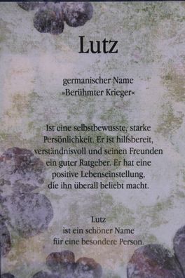 Lutz, Namenskarte Lutz, Geburtstagskarte Lutz, Karte Lutz