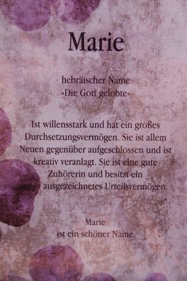 Marie, Namenskarte Marie, Geburtstagskarte Marie, Karte Marie