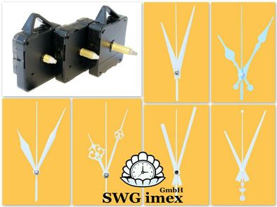 Quarz-Uhrwerk geräuschlos lautlos schleichendes Uhrzeiger Zeigersatz zeiger WEIß