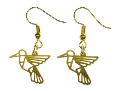 Kolibri Ohrringe Ohrhänger Miniblings Hänger Vogel Filigran Geometrie Golden
