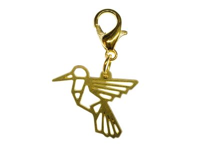 Kolibri Charm Anhänger Zipper Armband Miniblings Filigran Geometrie Vogel Golden
